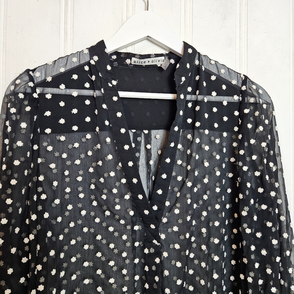 Alice + Olivia Black and White Polka Dot Blouse - Picture 3 of 16